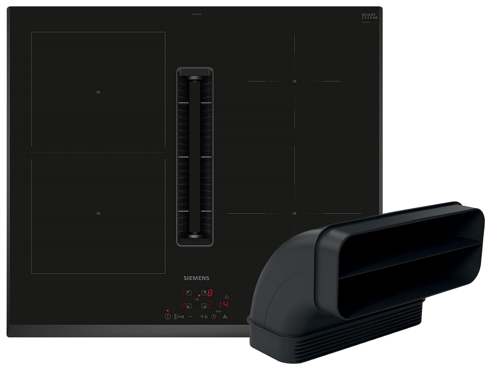 SIEMENS Kochfeld mit Dunstabzug ED651BGA7, Powerboost-Funktion, Timer, TouchControl-Bedienung