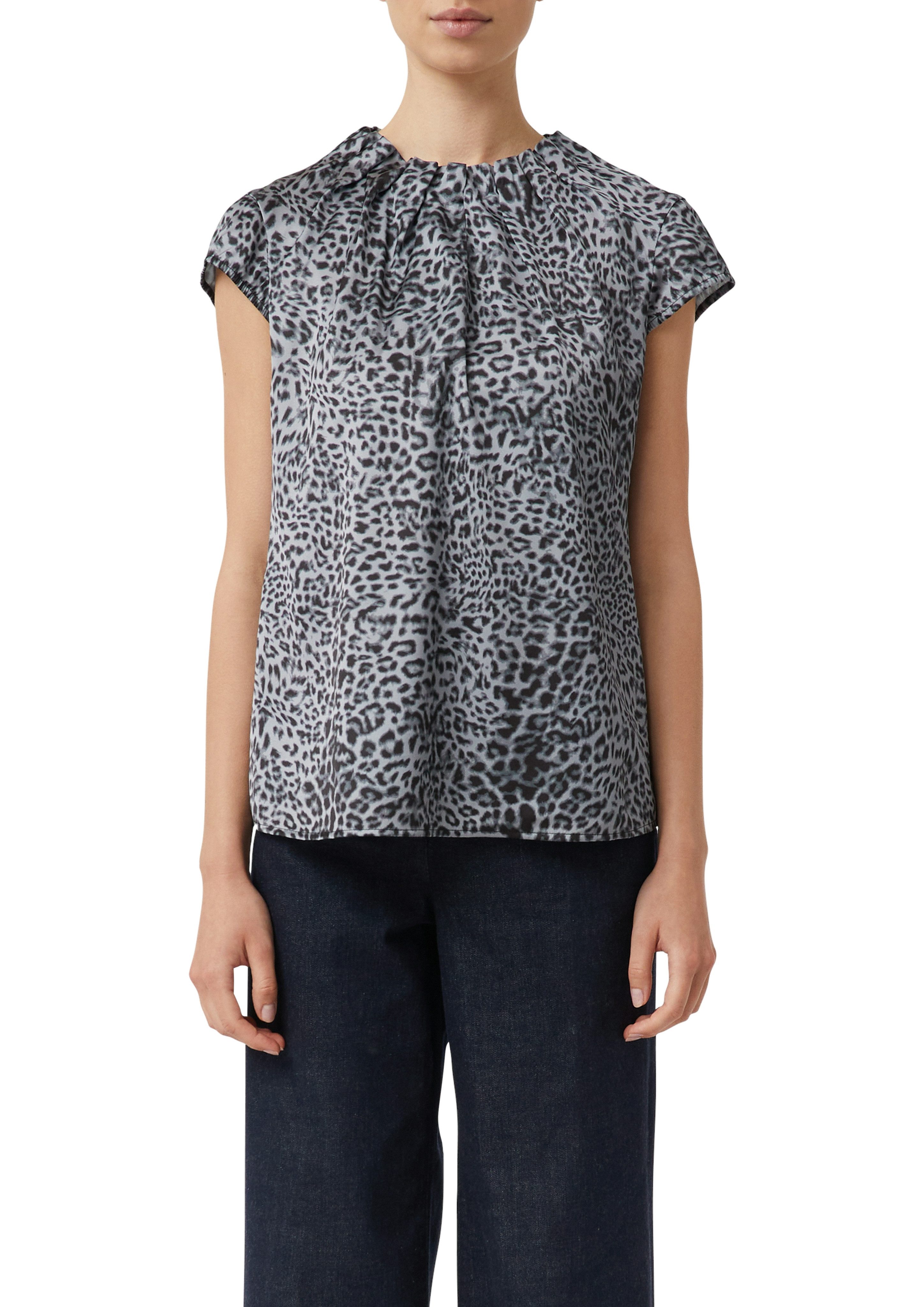 Comma Satinbluse mit All-Over Print günstig online kaufen
