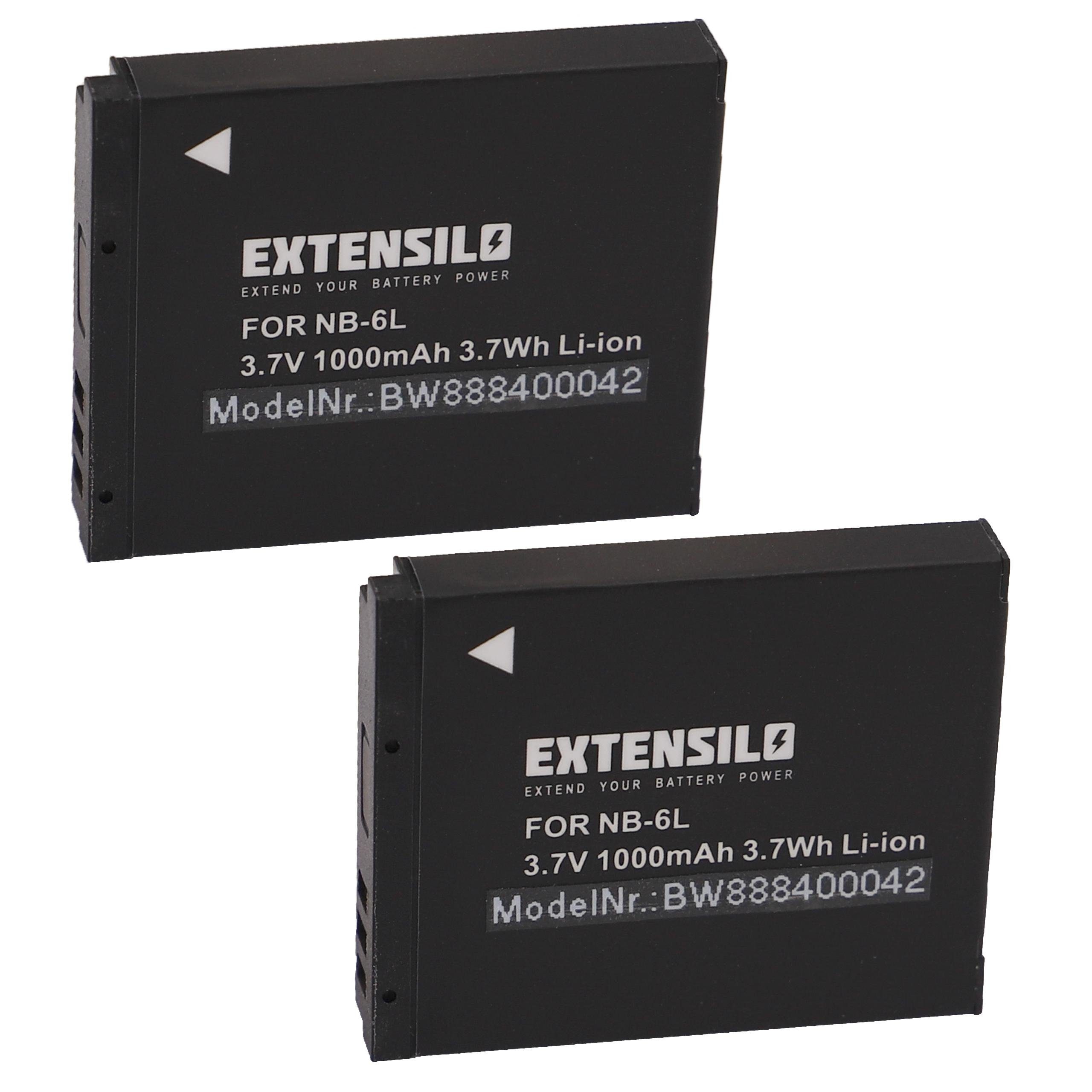 Extensilo Akku passend für Canon PowerShot SX500 IS, SX240 HS, SX260 HS, SX510H, Kamera-Akku Akku Li-Ion 1000 mAh (3,7 V, 2 St), Leistungsfähige Austausch-Akkus für Digitalkamera, Spiegelreflexkamera