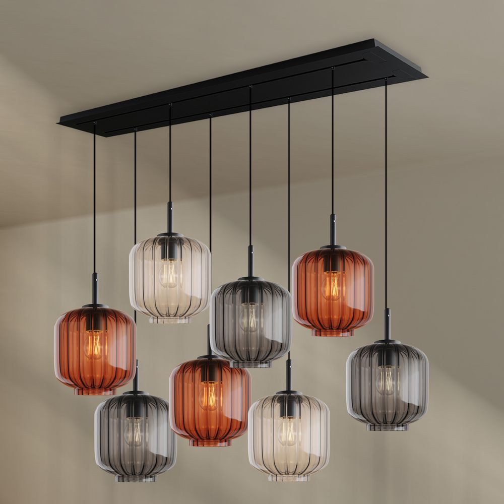 s.luce Pendelleuchte Velo Esstischleuchte 8-flg 160cm 2-reihig Ø 20cm Mehrfarbig