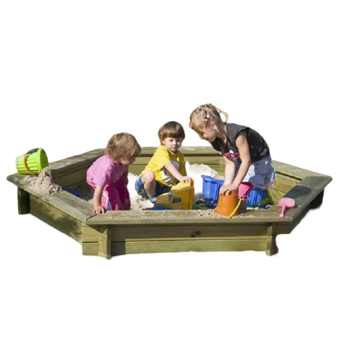 Gartenwelt Riegelsberger Sandkasten 6-eckiger Sandkasten Carlo Ø 230 cm Kiefer imprägniert, Höhe: 30 cm, Stärke: 30 mm, Steckbauweise, gehobelt und gefast