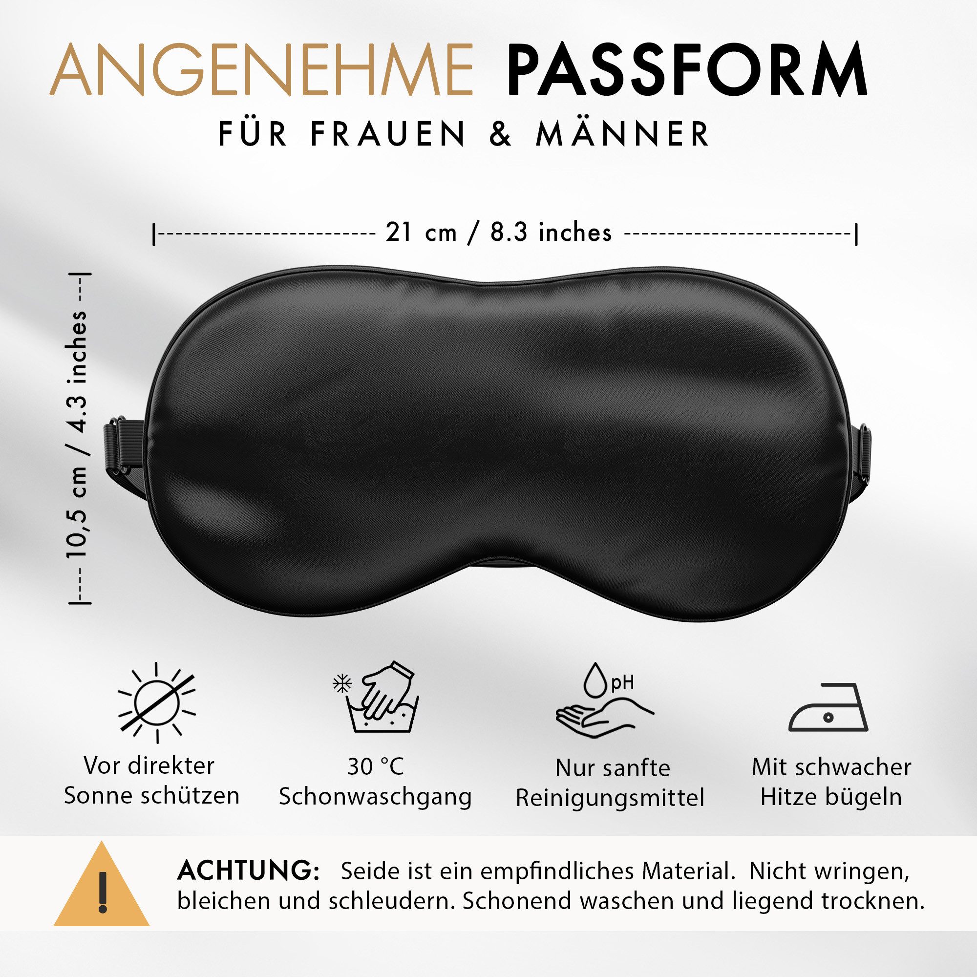 Liebesfreunde Schlafmaske Premium Augenmaske aus echter Seide - Schlafmaske für Frauen Männer, hautfreundlich