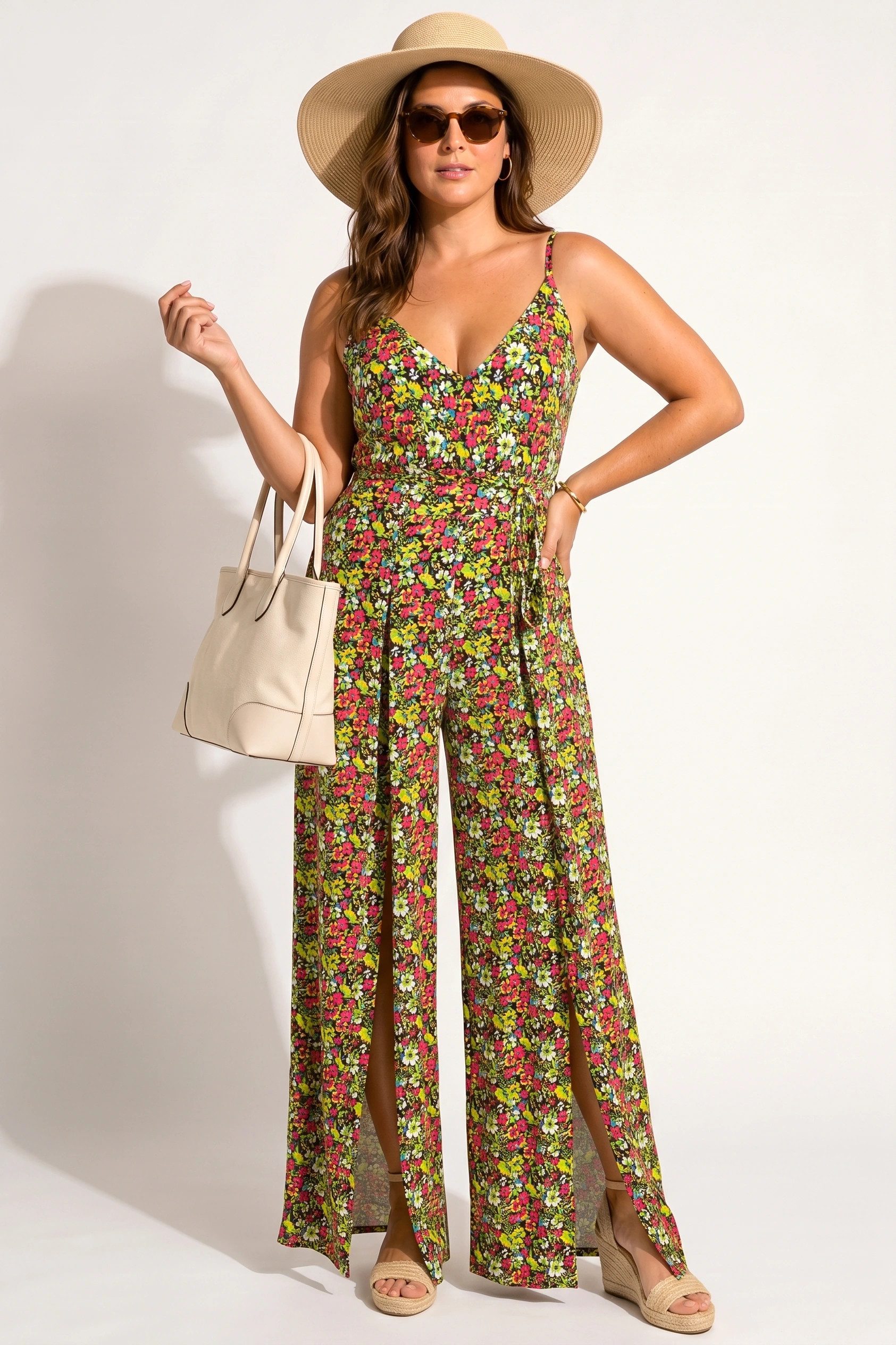 Shape of You Maxikleid Verstellbarer Träger Jumpsuit mit Schlitz