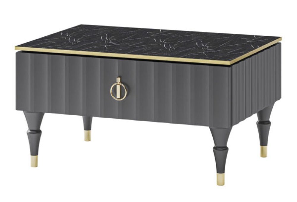 Feldmann-Wohnen Couchtisch Lorenzo, 78x55x43,5cm graphit Nero Marquina Marmor-Optik Gold