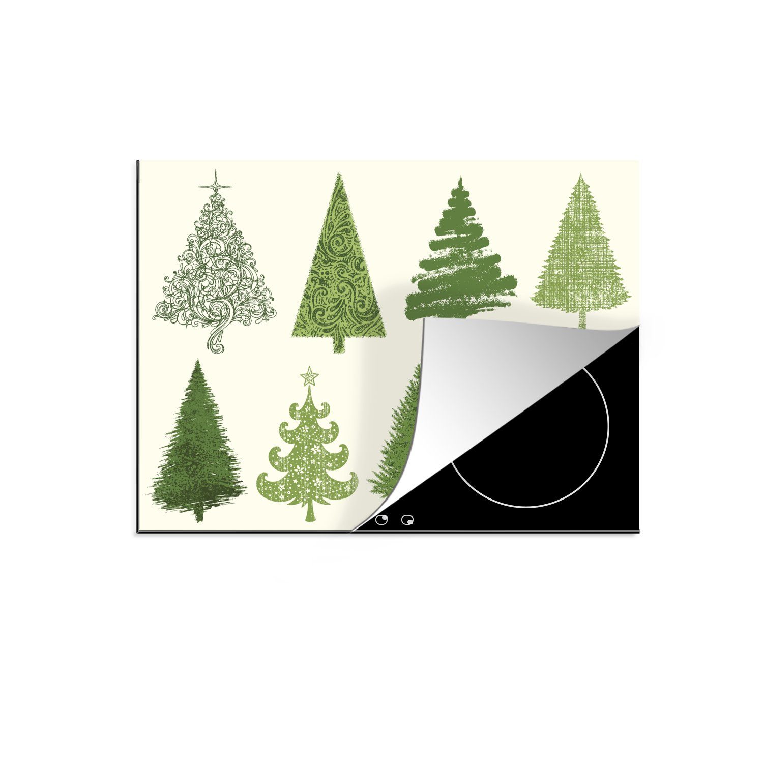 MuchoWow Muster cm, Vinyl, tlg), - Ceranfeldabdeckung 70x52 Herdblende-/Abdeckplatte nutzbar, (1 Mobile Weihnachtsbaum, Arbeitsfläche