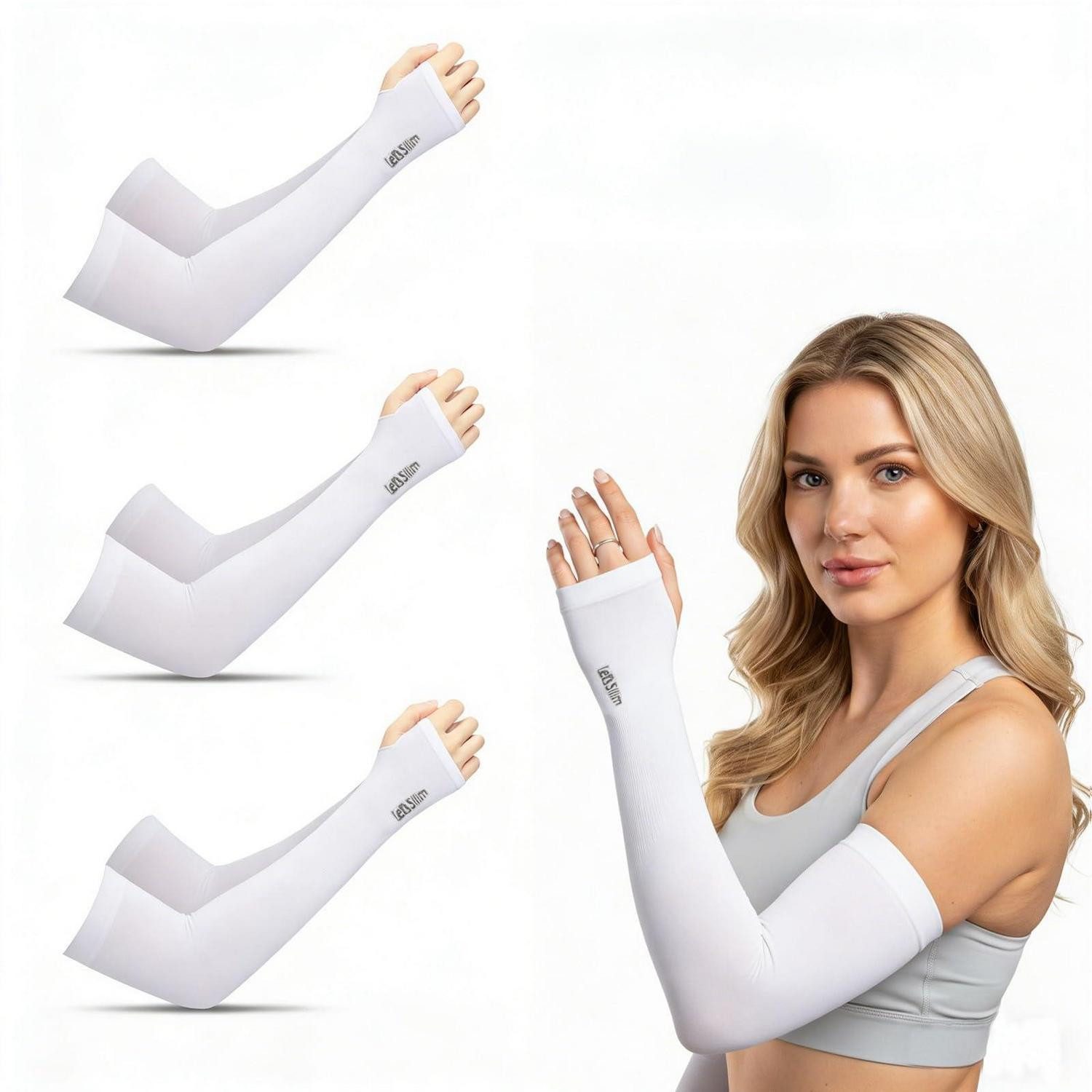 LuxusKollektion Armstulpen Armstulpen Unisex 3 Paar Weiß (3-St)