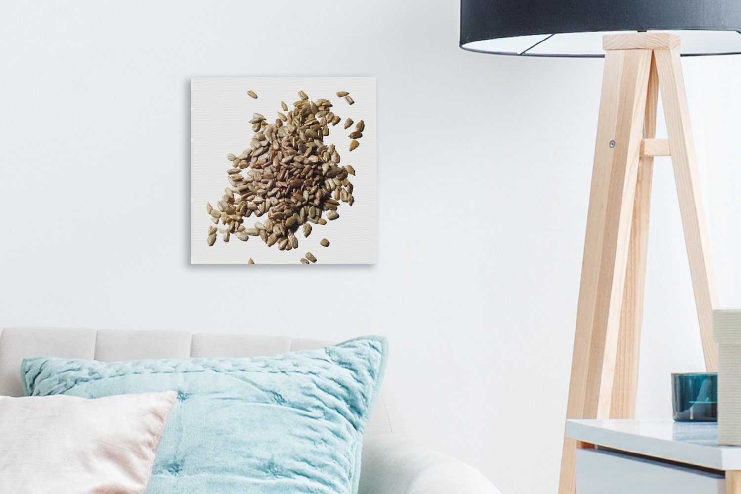 einem weißen St), Schlafzimmer Bilder OneMillionCanvasses® Leinwand (1 Hintergrund, Leinwandbild für Stapel gerösteter auf Sonnenblumenkerne Wohnzimmer
