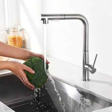 Auralum Küchenarmatur Ausziehbar Spültischarmatur Edelstahl Wasserhahn Küchenarmatur