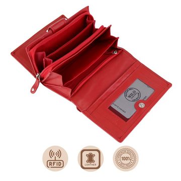 MIRROSI Geldbörse Damen Portemonnaie Echtleder mit RFID-Schutz (Zwei wählbare Versionen (kurz und lang), mit vielen Fächern und Sichtfenster und Münzenfach