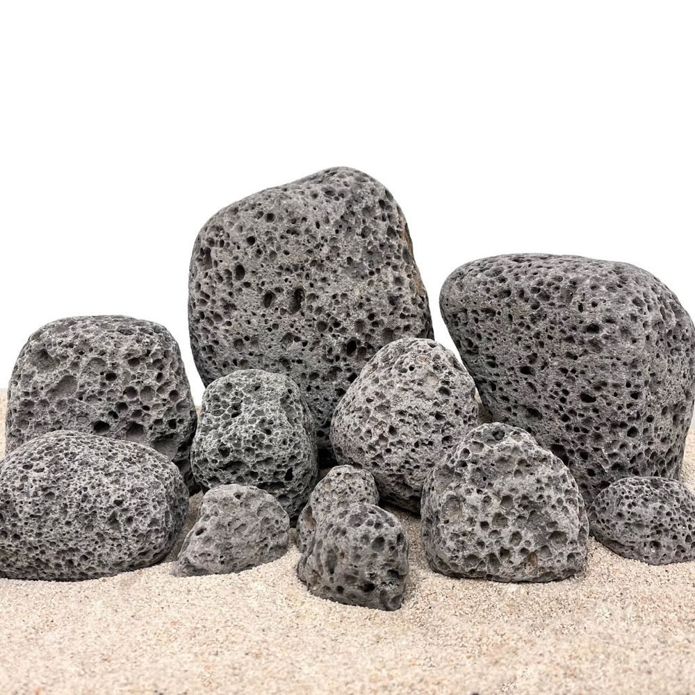 Aquaone Aquarium Aquarium Natursteine Black Lava Pebbles Steine 1 Stück Gr.S 3-5cm