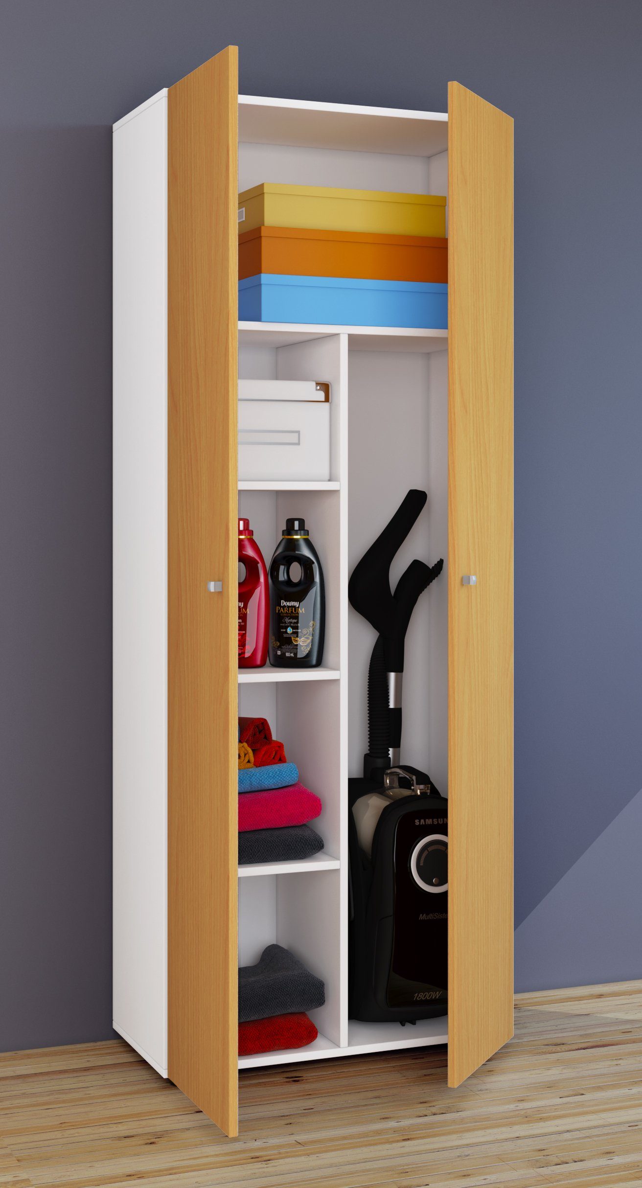 VCM Mehrzweckschrank Haushaltsschrank Vandol B. 70 x H. 178 x T. 40 cm Besenschrank, 6 Fächer