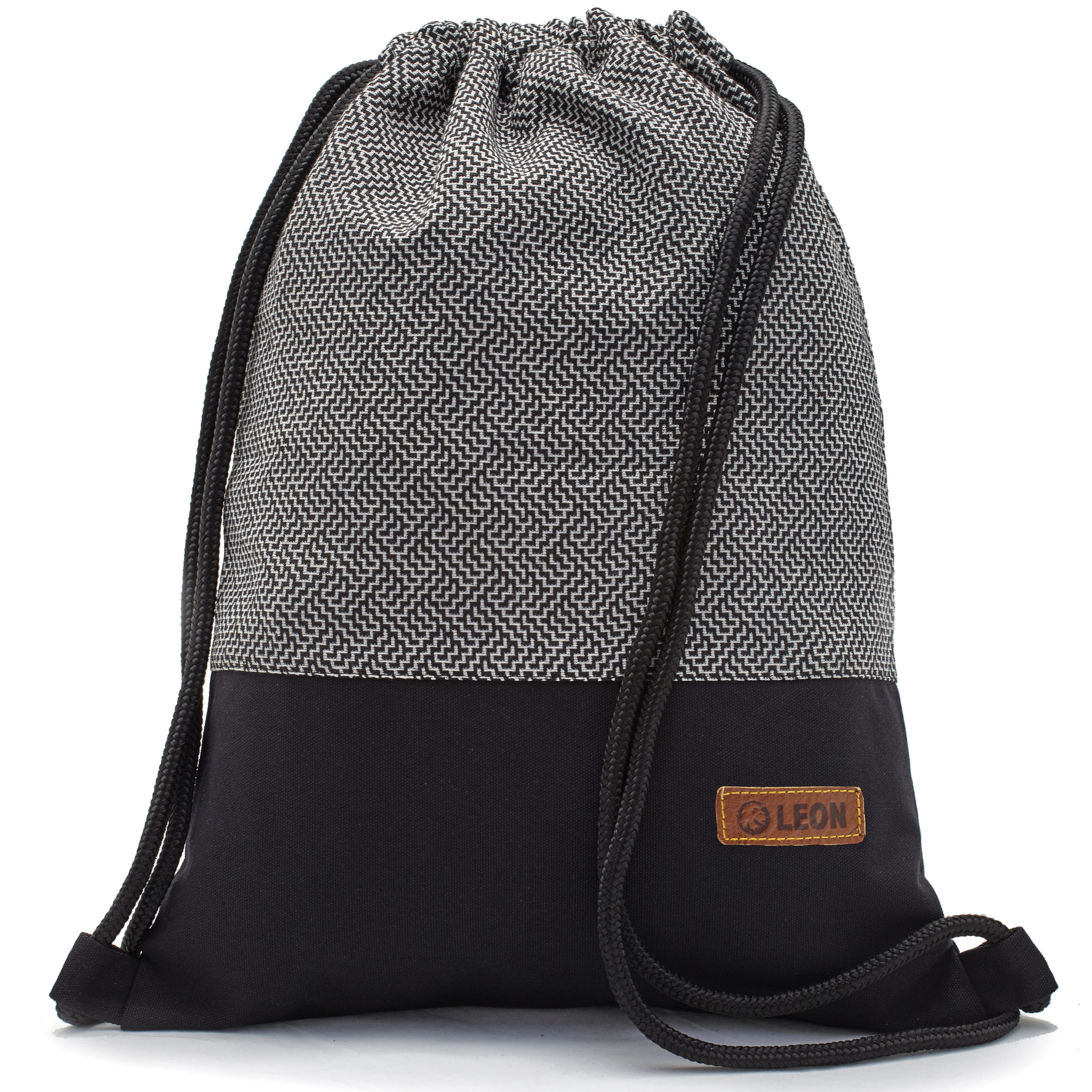 By Bers Turnbeutel Leon By Bers Turnbeutel Beutelrucksack Freizeitrucksack (Tagesrucksack Turnbeutel Beutelrucksack Freizeitrucksack für Strand Sport Festival Freizeit Alltag Einkauf aus Baumwolle Innentasche Schlüsselband, 1-tlg), 9mm dicke und weiche Nylonschnüre