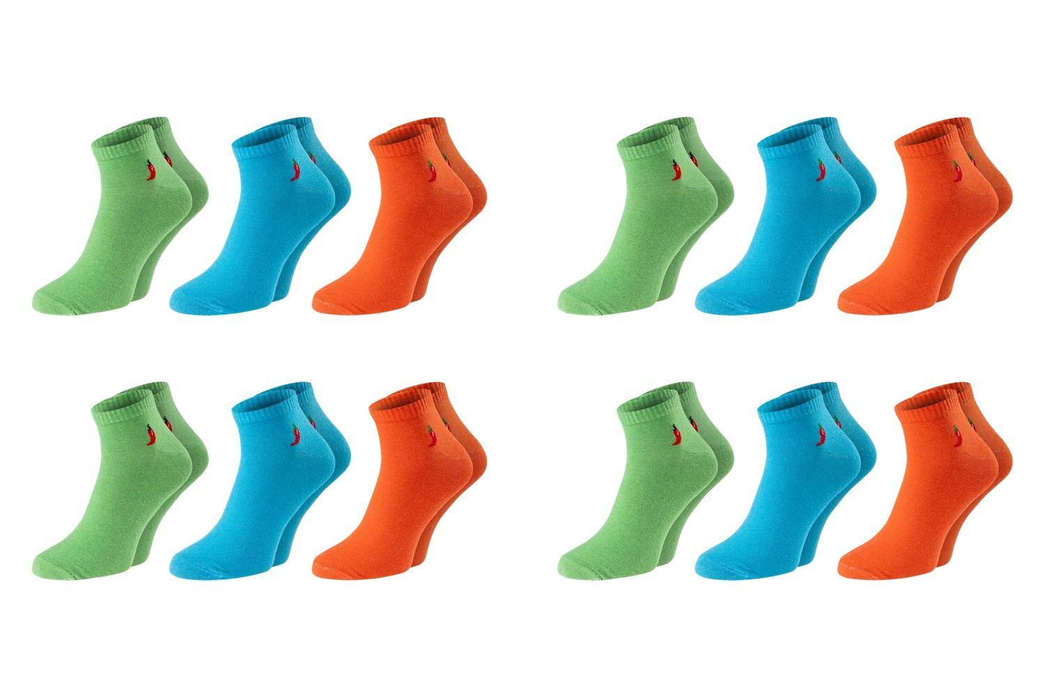 Chili Lifestyle Strümpfe Quarter Fashion Socken, 12 Paar, für Damen und Herren, Sport, Freizeit