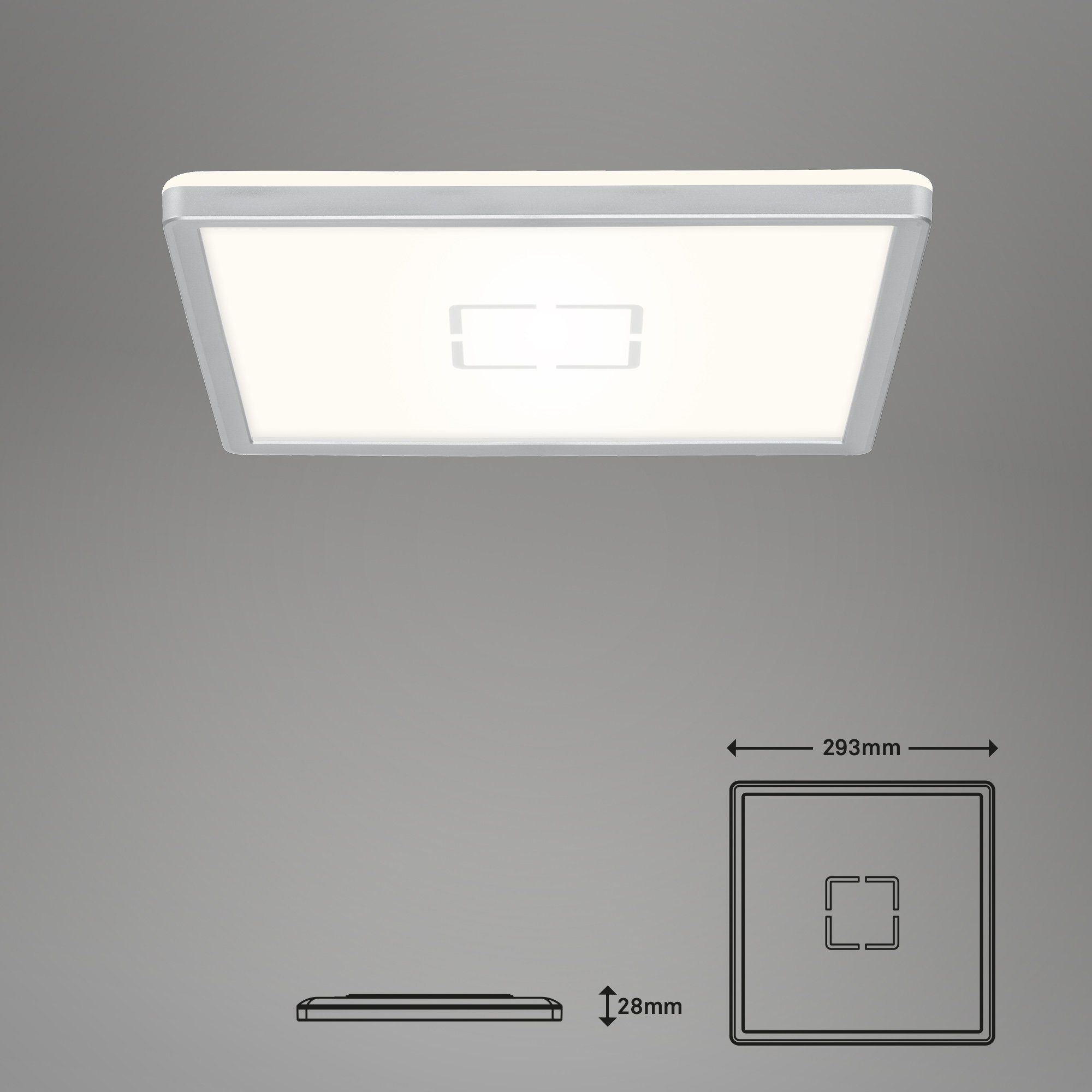 3390-014, Deckenleuchte LED Deckenleuchte LED mit ultraflach Leuchten fest verbaut, Neutralweiß, Hintergrundlicht Briloner LED