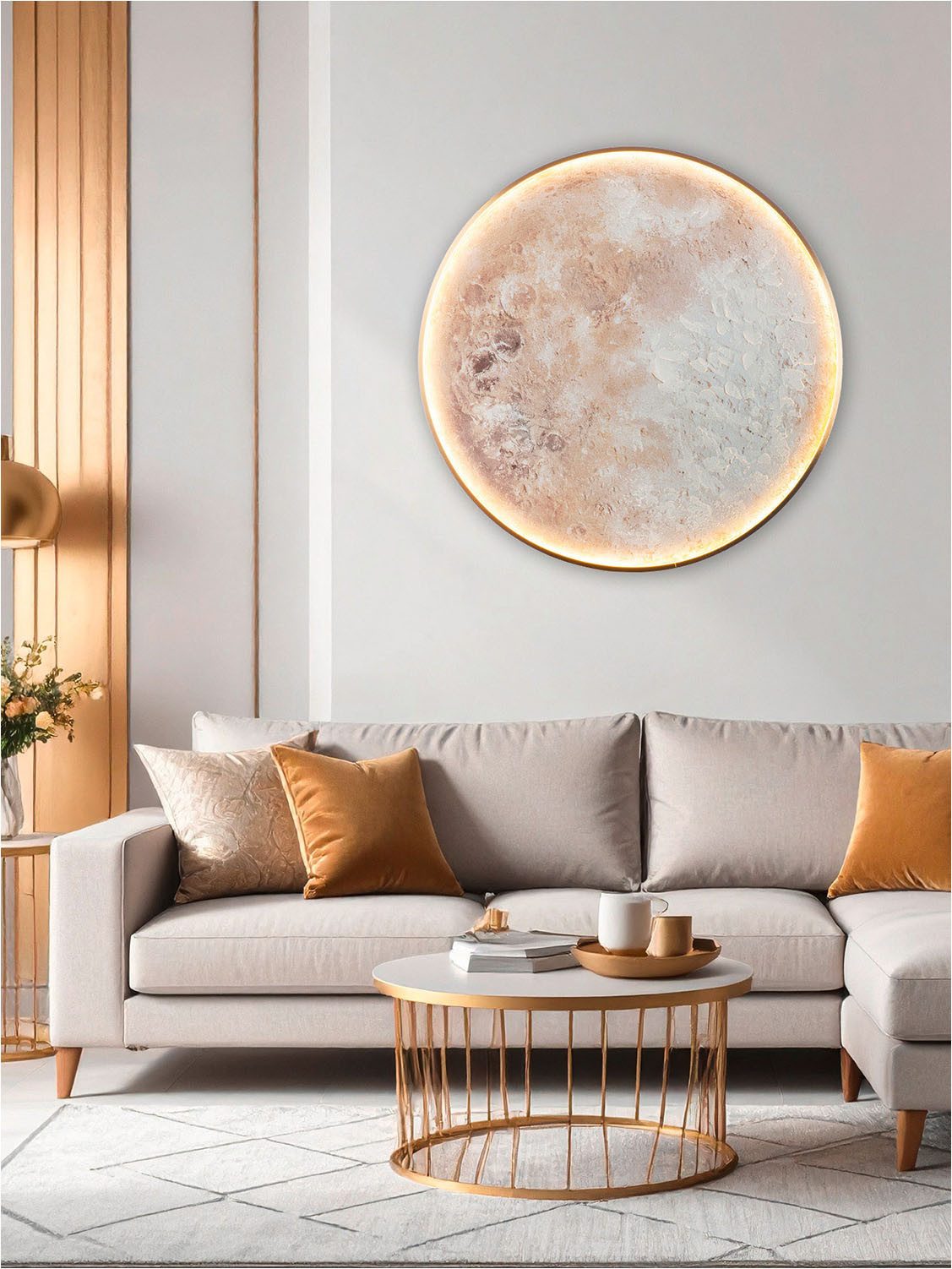 GILDE Metallbild Bild rund Moon, Weltraum (1 St)