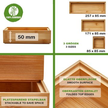 SO-TECH® Schubkasteneinsatz Stapelbare ORGA-BOX BAMBUS Schubladen Aufbewahrungsboxen, 6er Set
