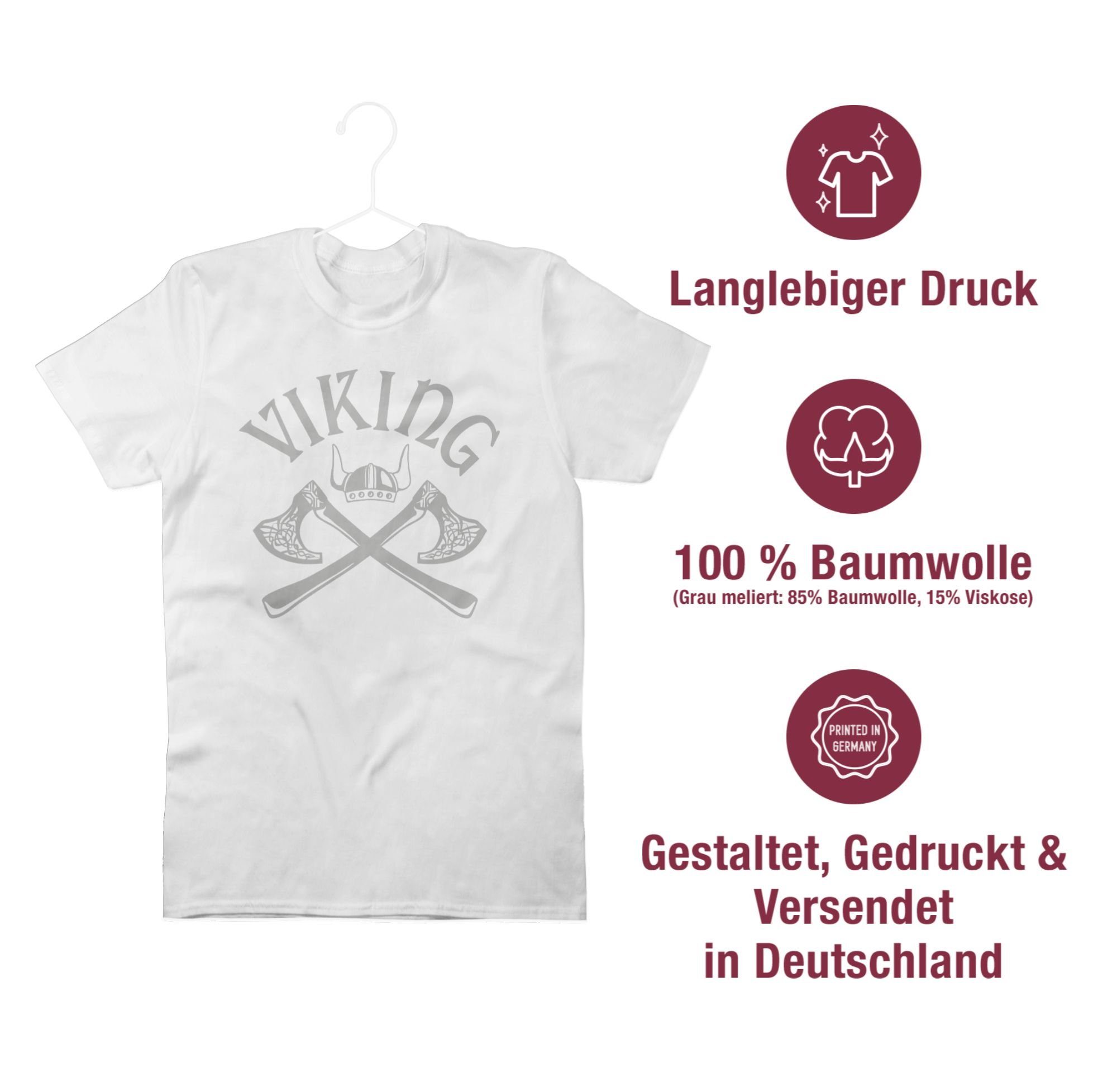 Nordmänner Wikinger Walhalla Streitaxt Viking Wikinger & Weiß Herren T-Shirt Odin 03 Shirtracer Walhall