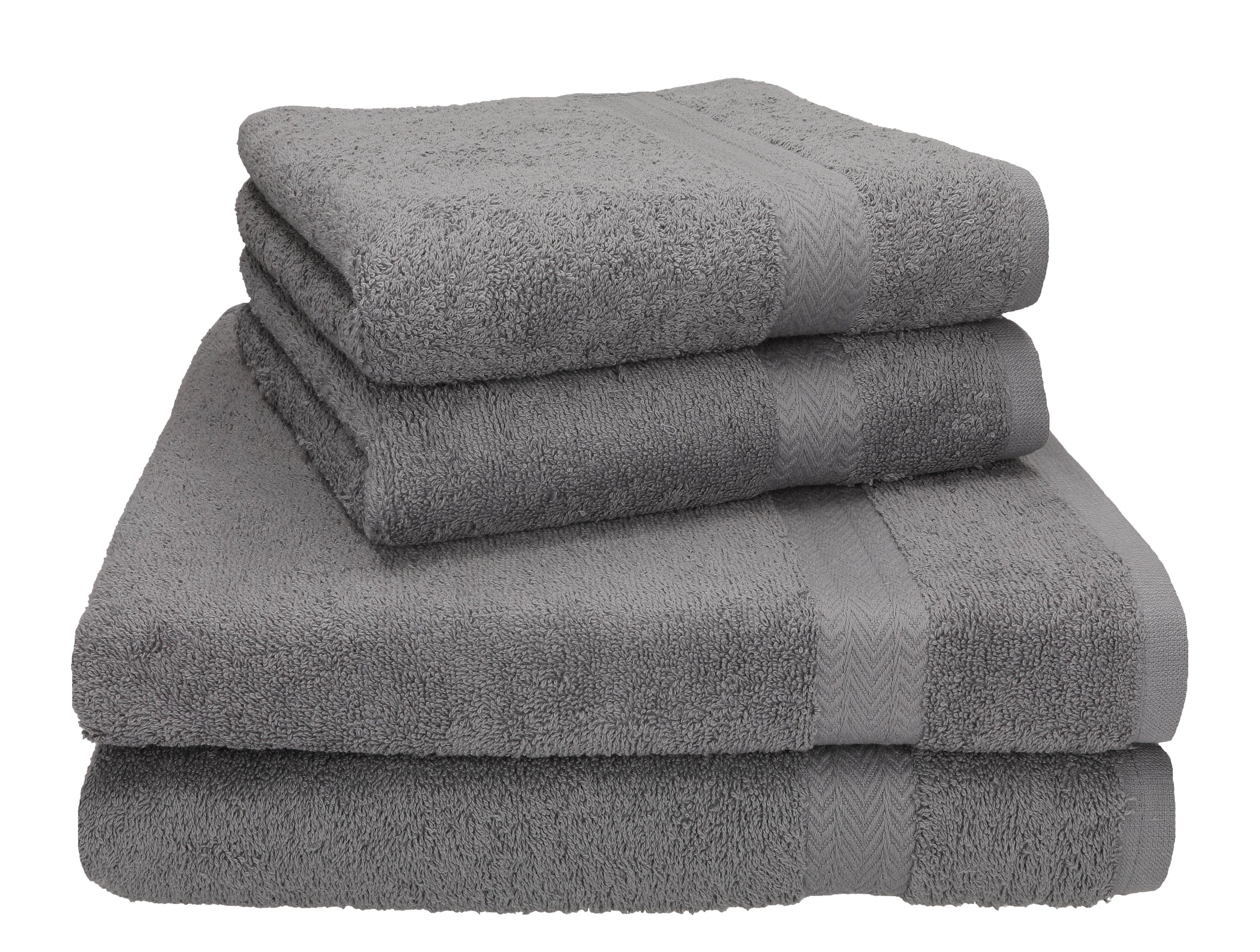 Betz Handtuch Set 4-tlg. PREMIUM 2 Handtücher und 2 Duschtücher, 100% Baumwolle, (4-tlg) anthrazit