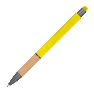 Livepac Office Kugelschreiber 10 Touchpen Kugelschreiber mit Griffzone aus Bambus / Farbe: gelb
