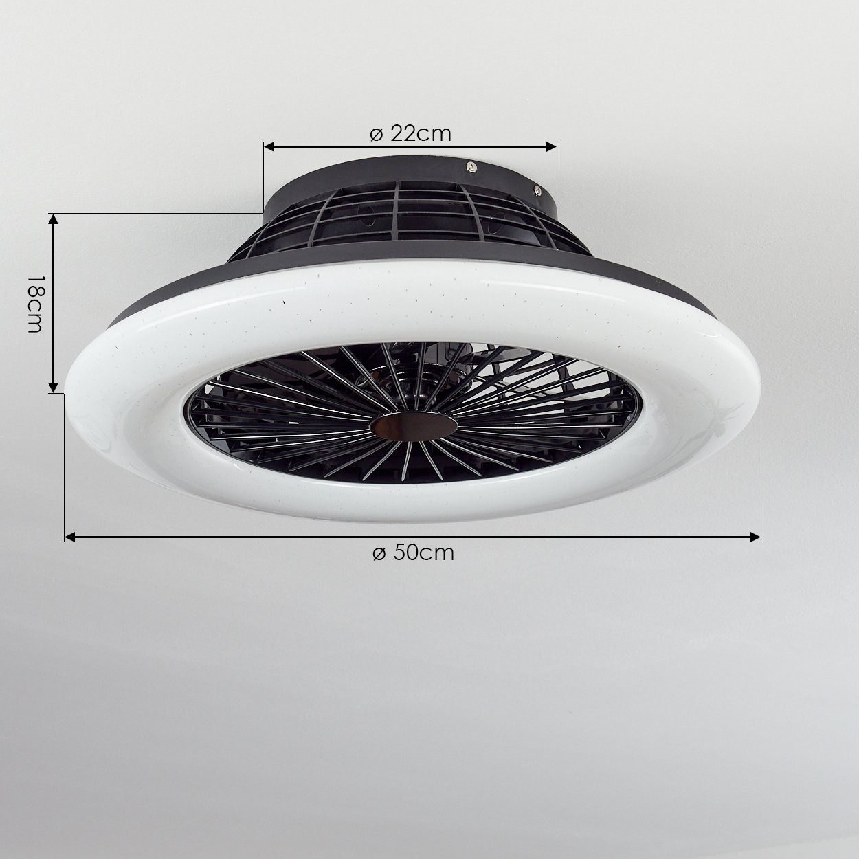Deckenlampe, Weiß Ventilator Metall, Tischturmventilator Schwarz, »Concas« hofstein Kunststoff, aus