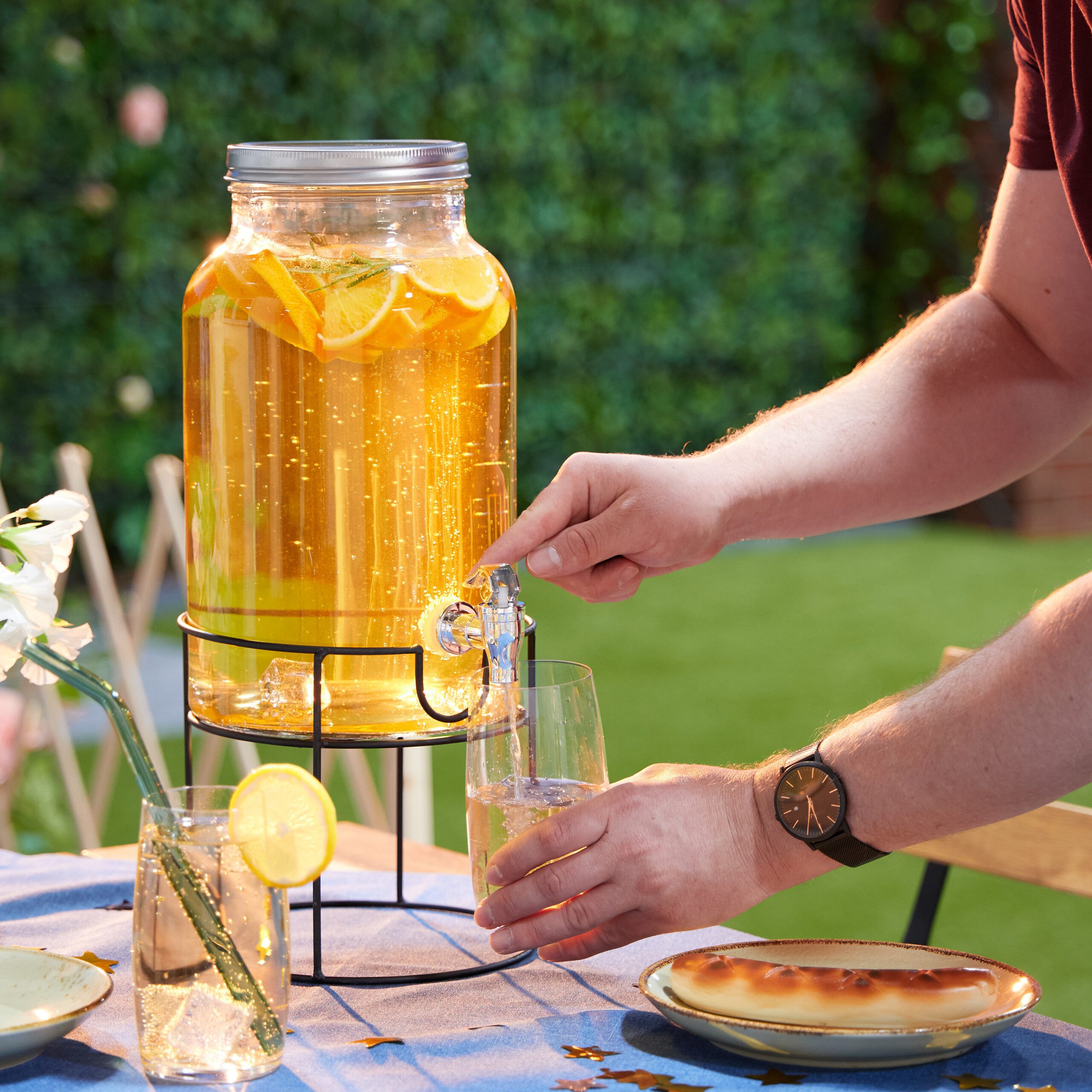 relaxdays Getränkespender mit Ständ, 3,3 Liter