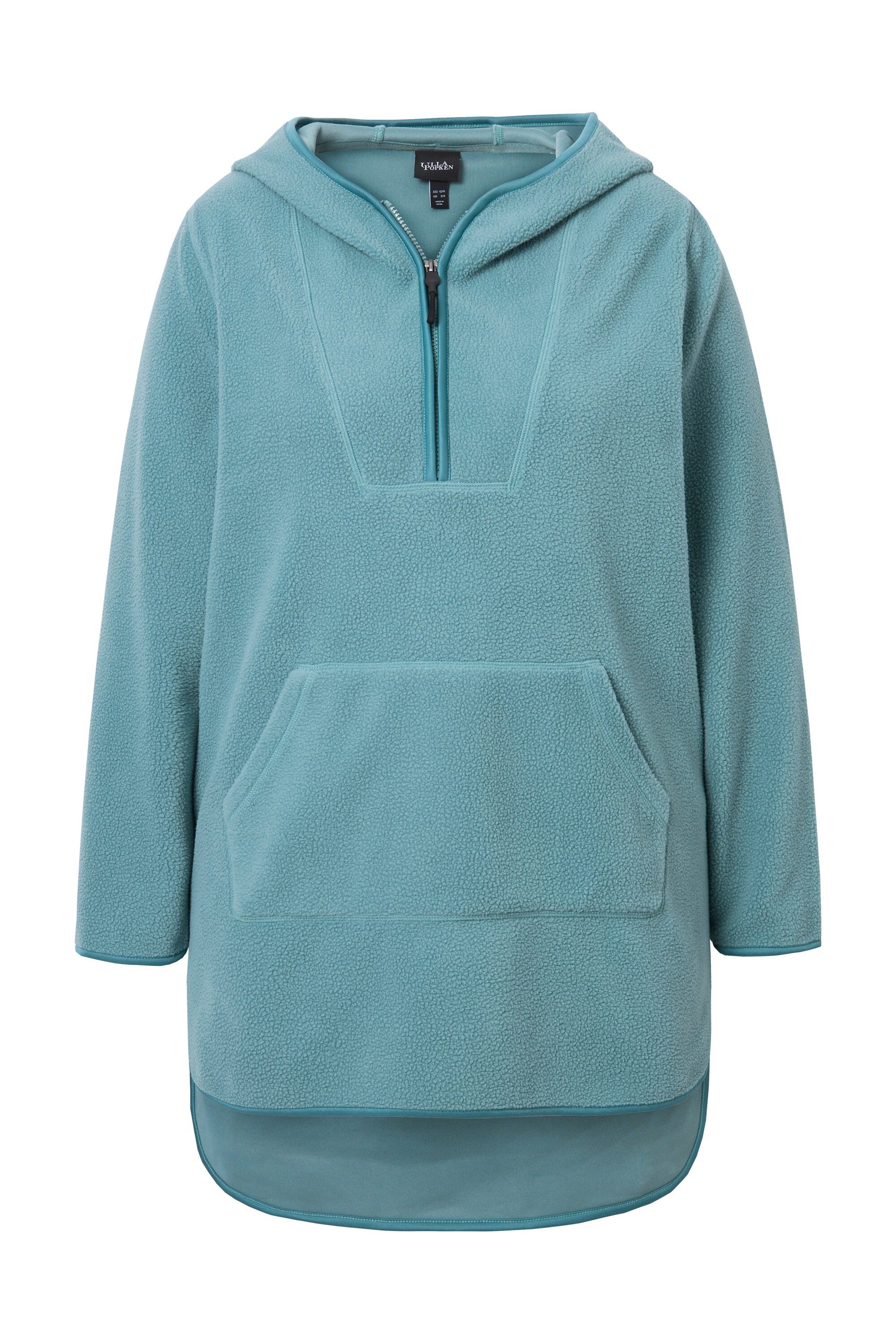Ulla Popken Sweatshirt Long-Teddy-Fleecepullover Kapuze Zipper günstig online kaufen