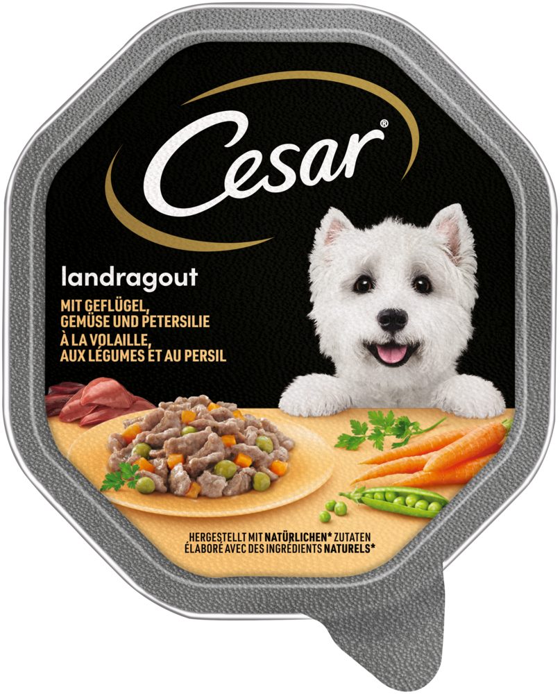 Cesar CESAR® Schale Landragout mit Geflügel und Gemüse 150g, Nassfutter für: Hund