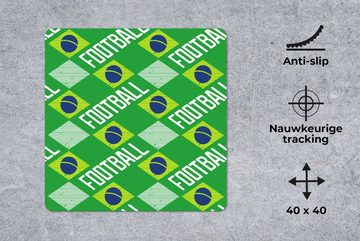 MuchoWow Gaming Mauspad Brasilien - Fußball - Muster (1-St), Mousepad mit Rutschfester Unterseite, Gaming, 40x40 cm, XXL, Großes