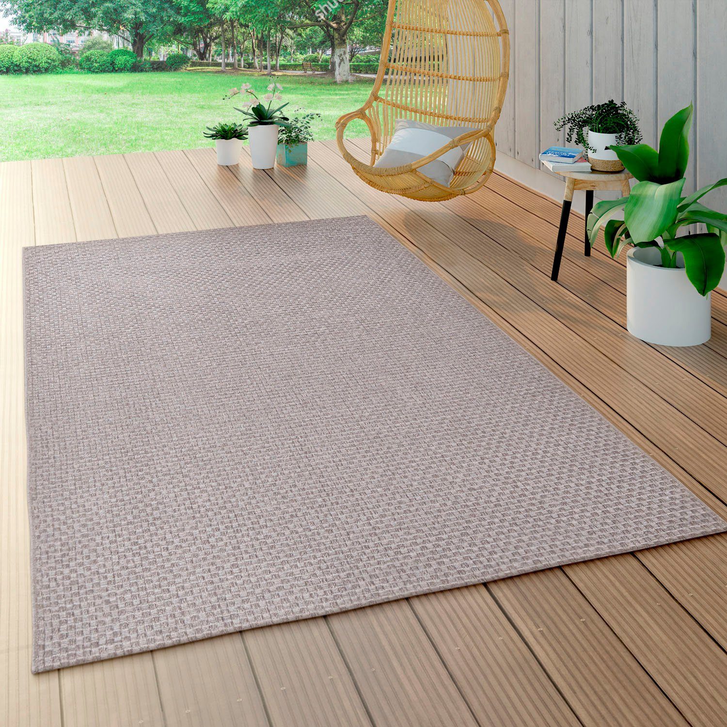 Teppich Waregem 623, rechteckig, Flachgewebe, In- 4 mm, Home, Outdoor beige und Paco Höhe: meliert, Wohnzimmer geeignet