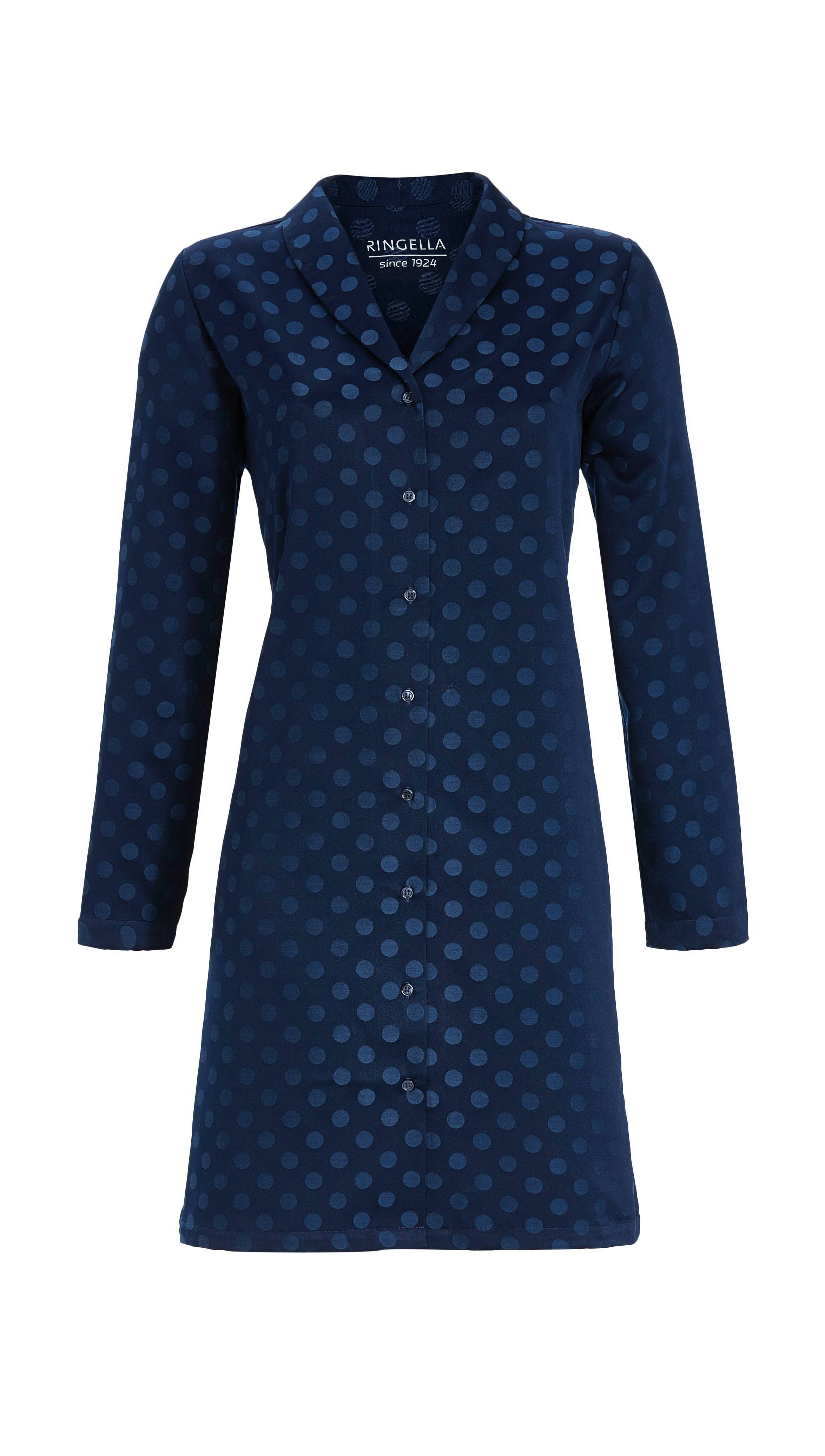 Ringella Nachthemd aus Satin mit Punktdessin und durchgehender Knopfleiste
