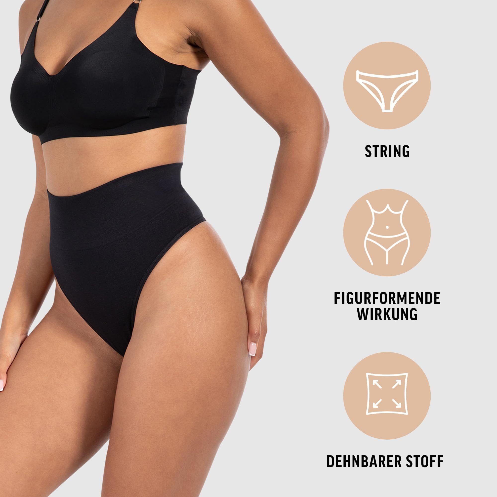 Smilodox String Nysa, Mid Waist Miederslip Shaping Tanga, Formende Shapewear Figurformende Miederhose, Seamless Unterwäsche Unterhose