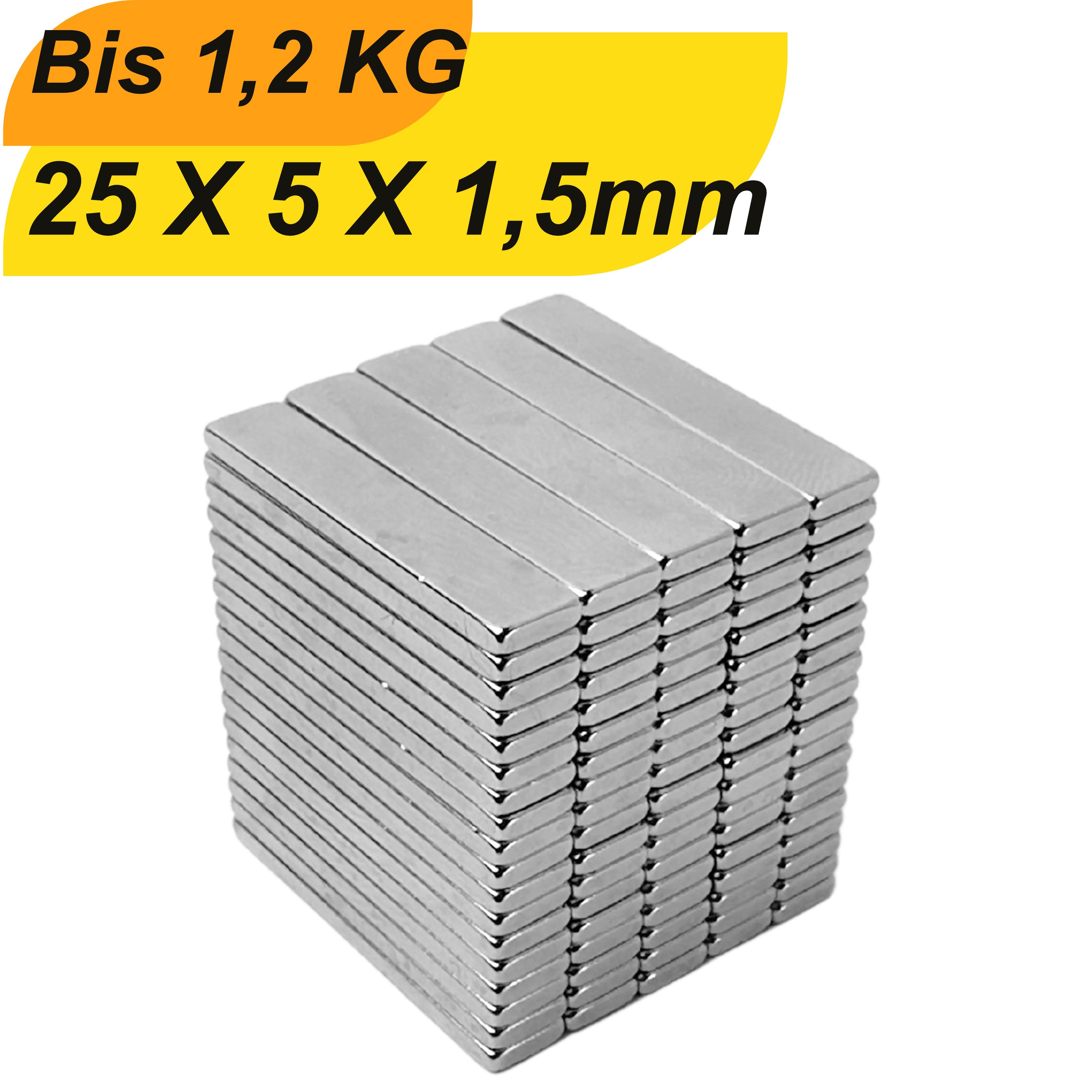 Magnet Neodym Magnet 25x5x1,5 mm Supermagnete Kubischer Magnet