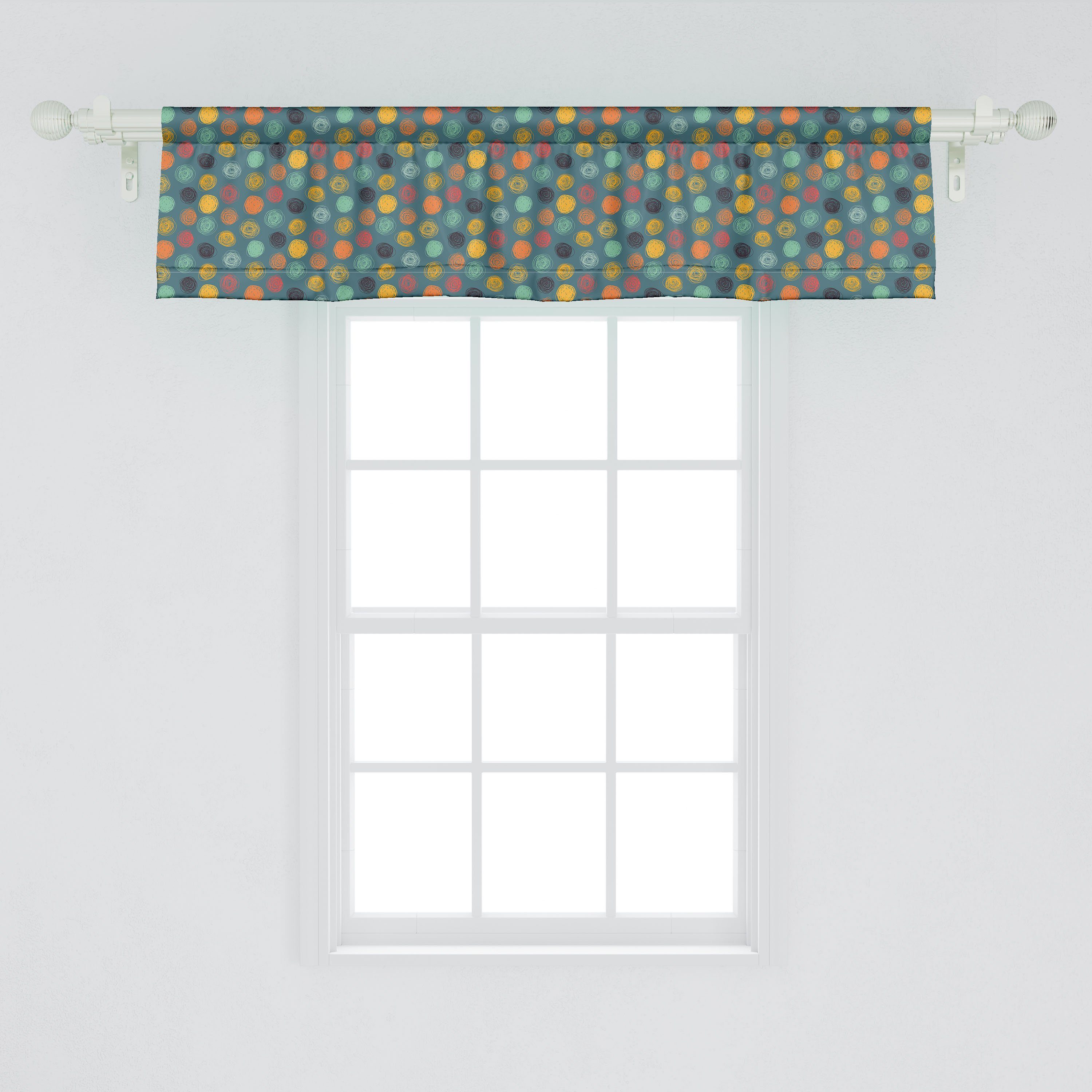 Scheibengardine Vorhang Volant für Küche Stangentasche, Microfaser, Abakuhaus, Kreis Grün abstrakter mit Dekor Schlafzimmer Bunter