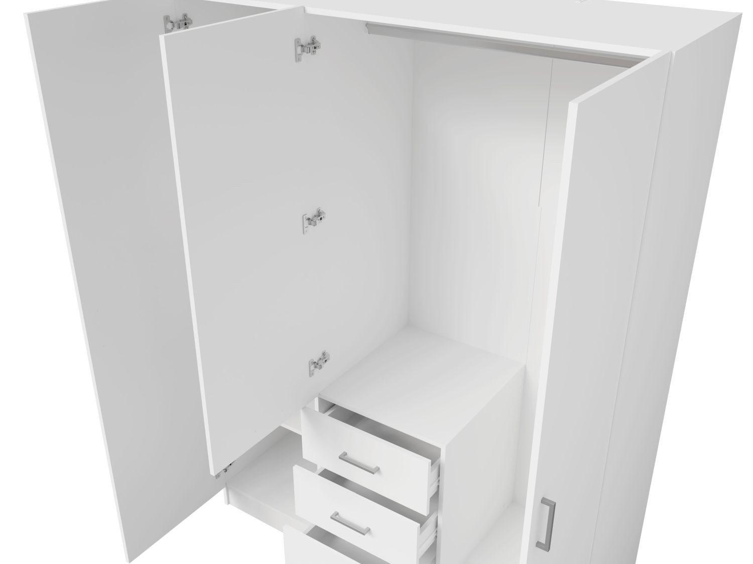 Lukas Möbel Schlafzimmer-Set Elegantes Schlafzimmer Set Monsun in Weiß, Bett mit 5 Schubladen, Kleiderschrank mit Spiegel, Breite wählbar – Bild 4 von 5