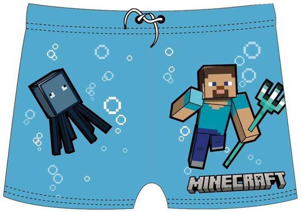 Minecraft Badehose Steve & Enderman Schwimmhose - Jungen Bademode Gr. 116 -  140 cm, Minecraft Badehose Boxershorts offiziell lizensierter