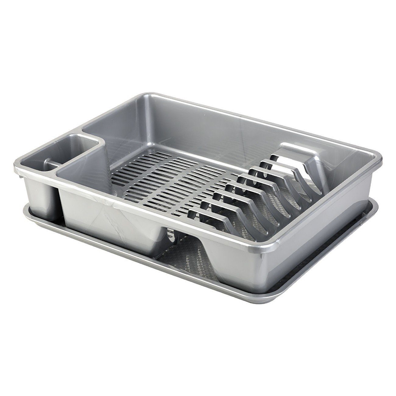 Engelland Geschirrständer Abtropfgestell, Abtropfgitter mit Wanne, für bis zu 9 Teller inkl. Besteck, spülmaschinengeeignet, BPA-frei