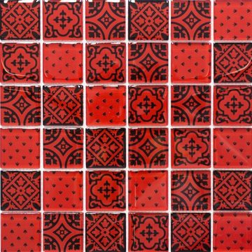 Mosani Mosaikfliesen Glasmosaik Crystal Mosaikfliesen rot glänzend / 10 Matten
