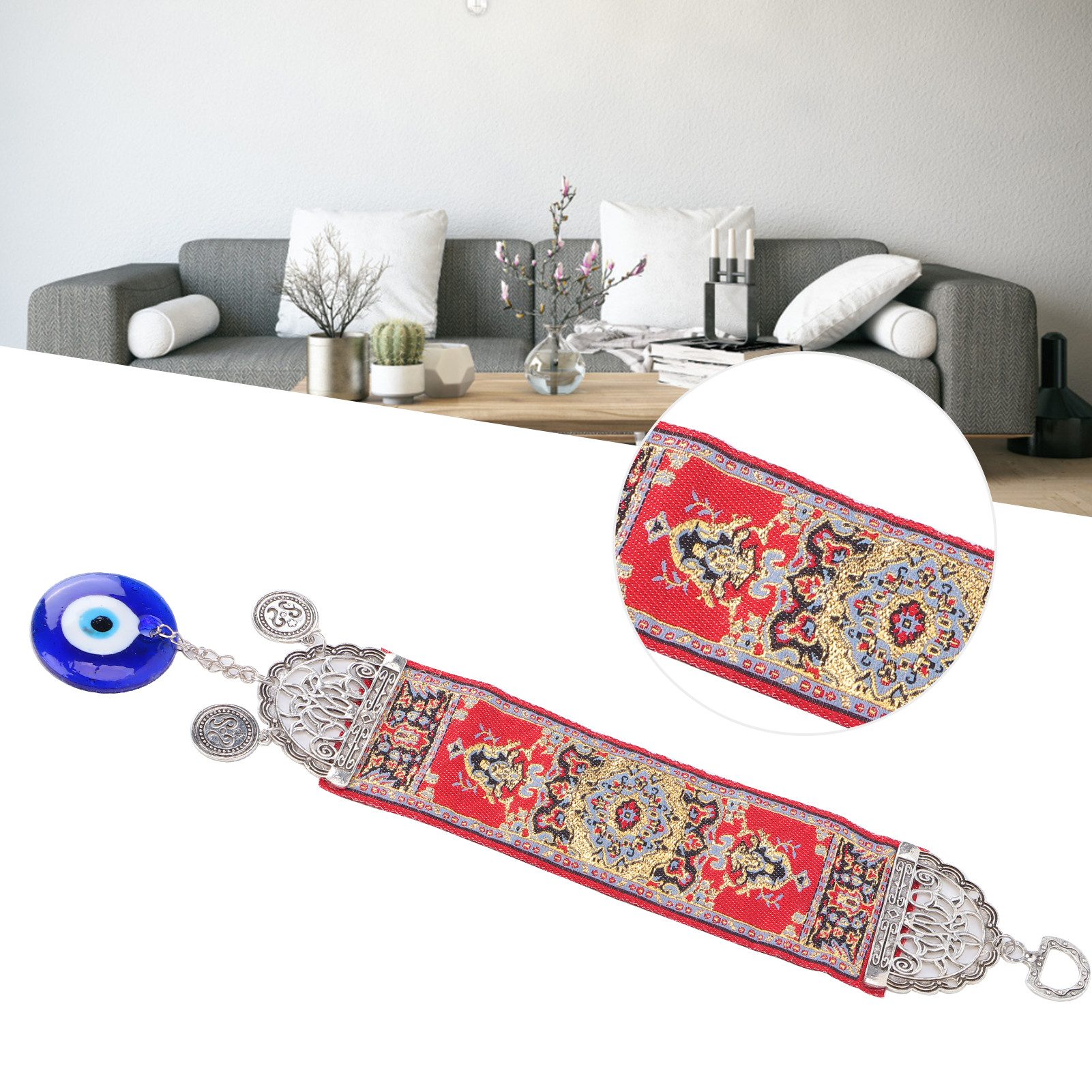 GARRYFIZH Schlüsselanhänger Nazar Amulett Wandbehang Rot Rund Türkischer Stil Deko, Klar und rein