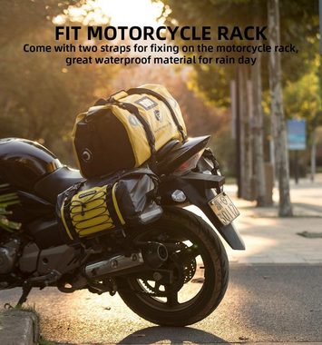 ROCKBROS Sporttasche Multifunktional Motorradtasche 40L (100% Wasserdicht Reisetasche Hecktasche Gepäckrolle mit Schultergurten Pannier Satteltaschen Gelb)