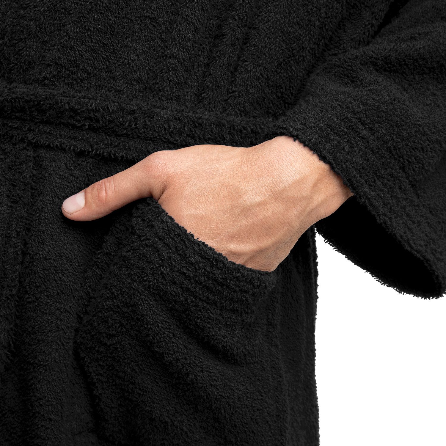 OAHOO Bademantel Unisex Frottee Bademantel mit Kapuze 100% Baumwolle, Extra-Lang