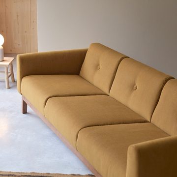 Tikamoon Sofa 3-Sitzer-Sofa mit massivem Eichenholzgestell
