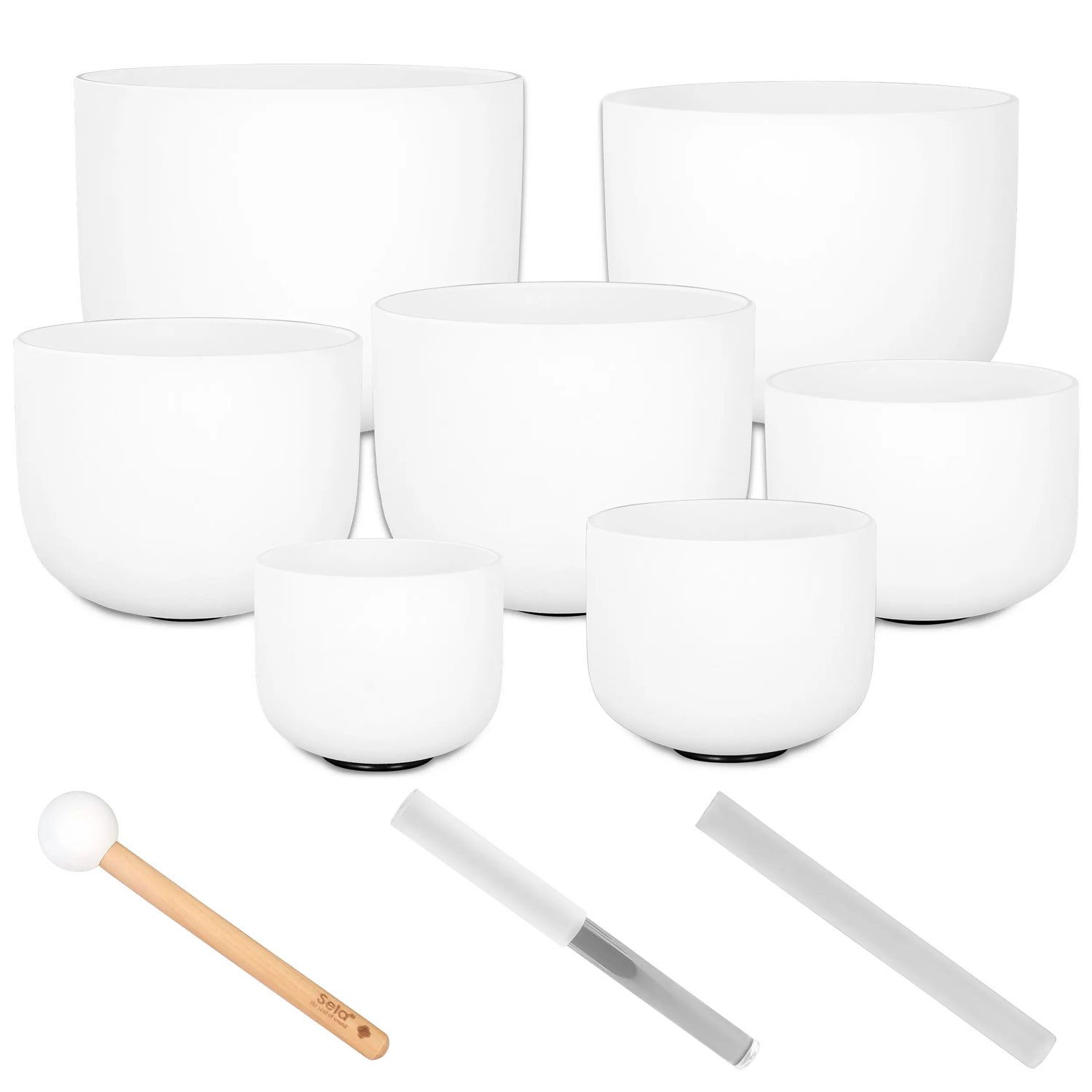Sela Поющие чаши Sela Поющие чаши Set SECF-SET 7-teilig aus Quarz, 7-teiliges Поющие чаши Set aus Quarz Kristall