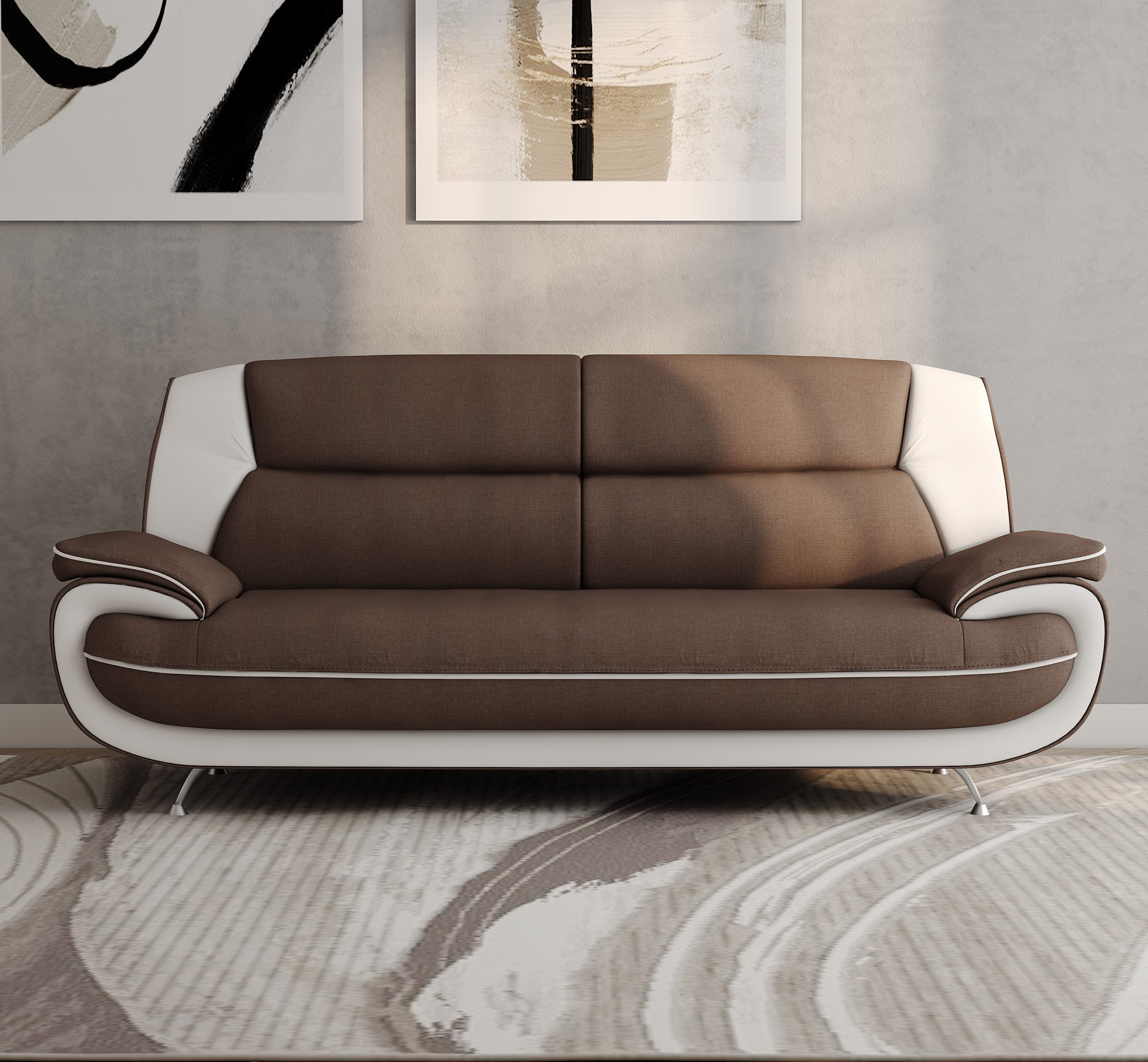 Kaiser Möbel 3-Sitzer modern für das Wohnzimmer, Stoff Kronos, PALERMO, Einzelsofa, ergonomische Rückenlehne,extra breite Sitzfläche