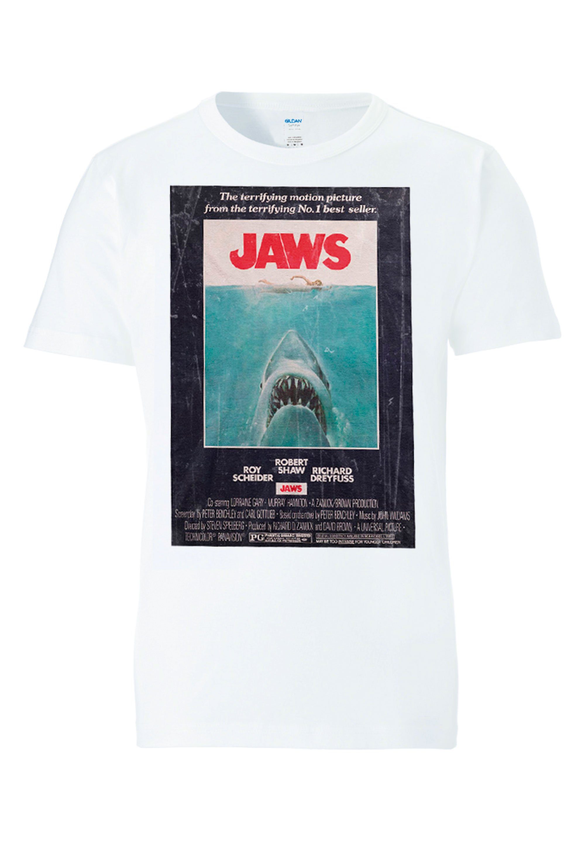 Jaws mit T-Shirt Der Hai-Print LOGOSHIRT weiße