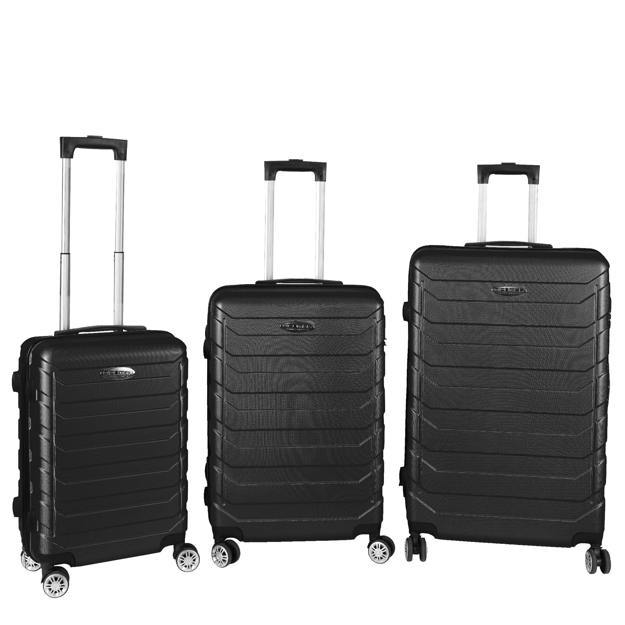 Hartschalen-Trolley Koffer Reisekoffer 3er Kofferset Hartschalenkoffer Schwarz