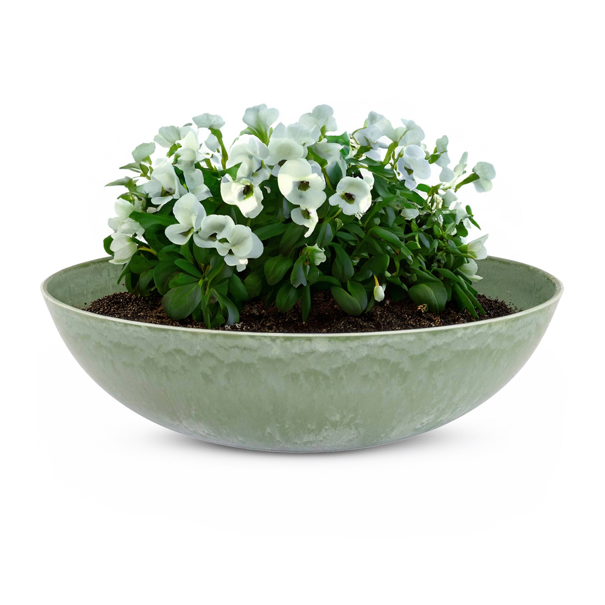 matches21 HOME & HOBBY Blumentopf Pflanzschale für draussen Dekoschale rund grün Vintage 45 cm (1 St), Frostsichere Kunststoff Blumen-Schale Gartendeko Wohnzimmer Friedhof