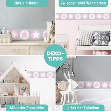 lovely label Bordüre Sterne grau/rosa - Wanddeko Kinderzimmer, selbstklebend