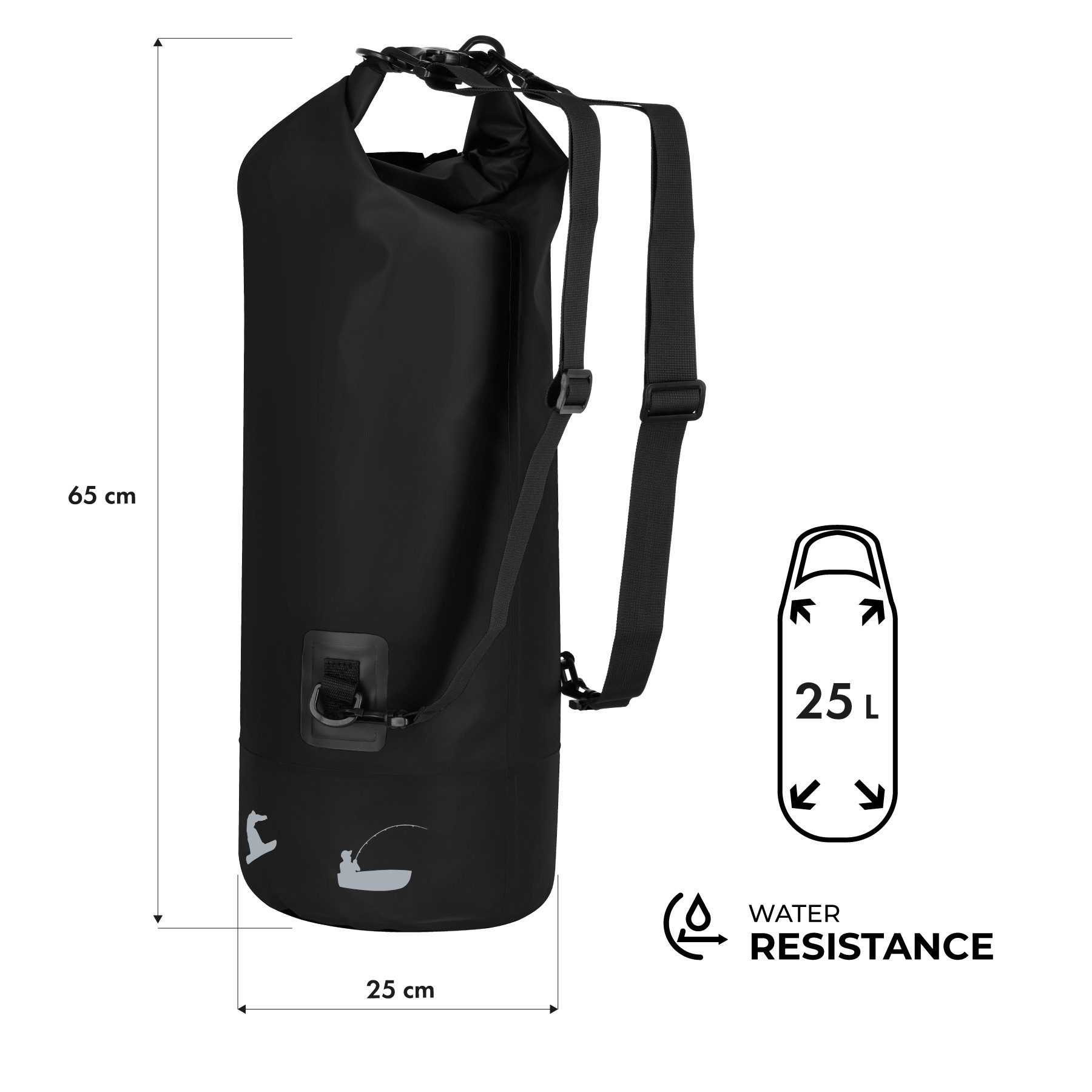 NILS CAMP Rucksack Packsack Trockenrucksack Wassersportrucksack (Spar-Set, 1-tlg., 25 x 65 cm wasserdicht), wasserdicht, Rollverschluss, 25 l, Gurte abnehmbar