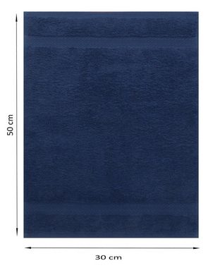 Betz Gästehandtücher 10 Stück Gästehandtücher Premium 100% Baumwolle Gästetuch-Set 30x50 cm Farbe dunkelblau und weiß, 100% Baumwolle