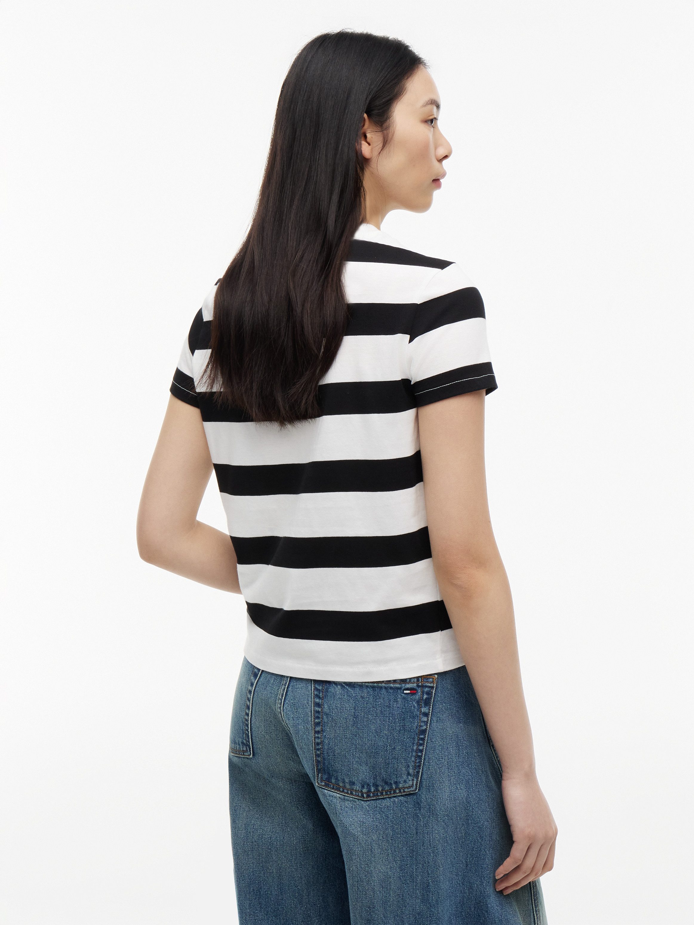 Tommy Jeans Kurzarmshirt TJW REG S FLAG JERSEY SS TEE EXT Baumwolle, regular fit, Kurzarm, Blockstreifen
